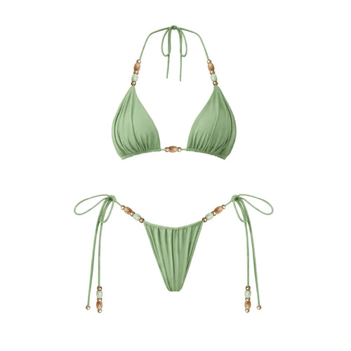 Beaded Bandeau Bikini Cover-Up Set