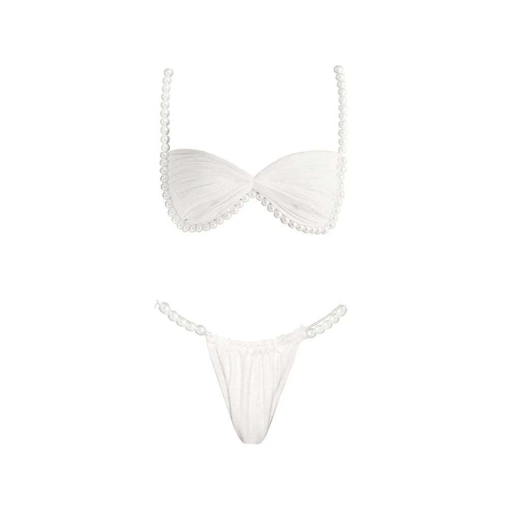 Beaded Bandeau Bikini Cover-Up Set